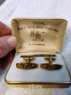 Vintage Masons Landstrom's 12K Black Hills Gold Trim Cufflinks