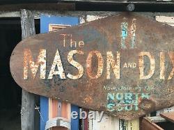 Vintage Metal Mason Dixon Line Hi Test Gas Sign Oil CIVIL War Gettysburg Pa