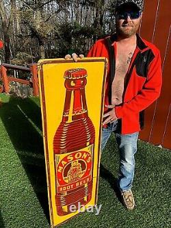 Vintage Metal rare Vertical 54 inch Mason Rootbeer soda Pop Bottle Graphic Sign