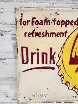 Vintage Original Drink Mason's Root Beer Metal Embossed Soda Sign Stout Co 17x14