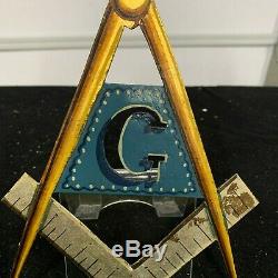Vintage RARE Free Mason's Metal Sign Original 7 x 6 Masonic GAS OIL COLA
