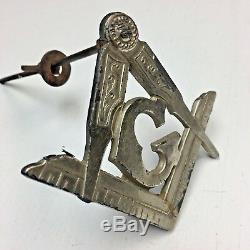 Vintage VTG Antique Freemason Masonic Lodge Metal Door Emblem Square Compass