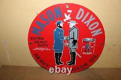 Vtg 1948 Mason Dixon Motor Oil Gas Station 12 Porcelain Metal Sign