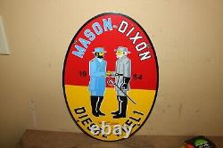 Vtg 1954 Mason Dixon Oil Company Diesel Fuel Gas Station Porcelain Metal Sign