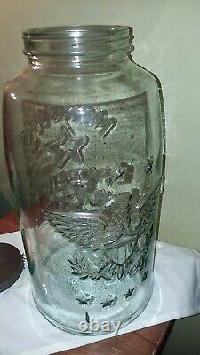 Vtg Big 18 Masons Patent 1858 Aqua Glass Jar Star American Eagle Metal Lid. WoW