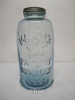 Vtg Large 18 Mason's Patent 1858 Glass Mason Jar Star American Eagle Metal Lid