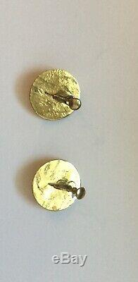 Winifred Mason Chenet dHaiti vintage mixed metals modernist screw back earrings
