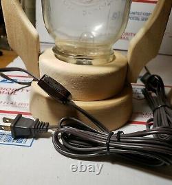 Wooden Ball Mason Jar Electric Table Lamp Light Lantern (Stain To Your Liking)